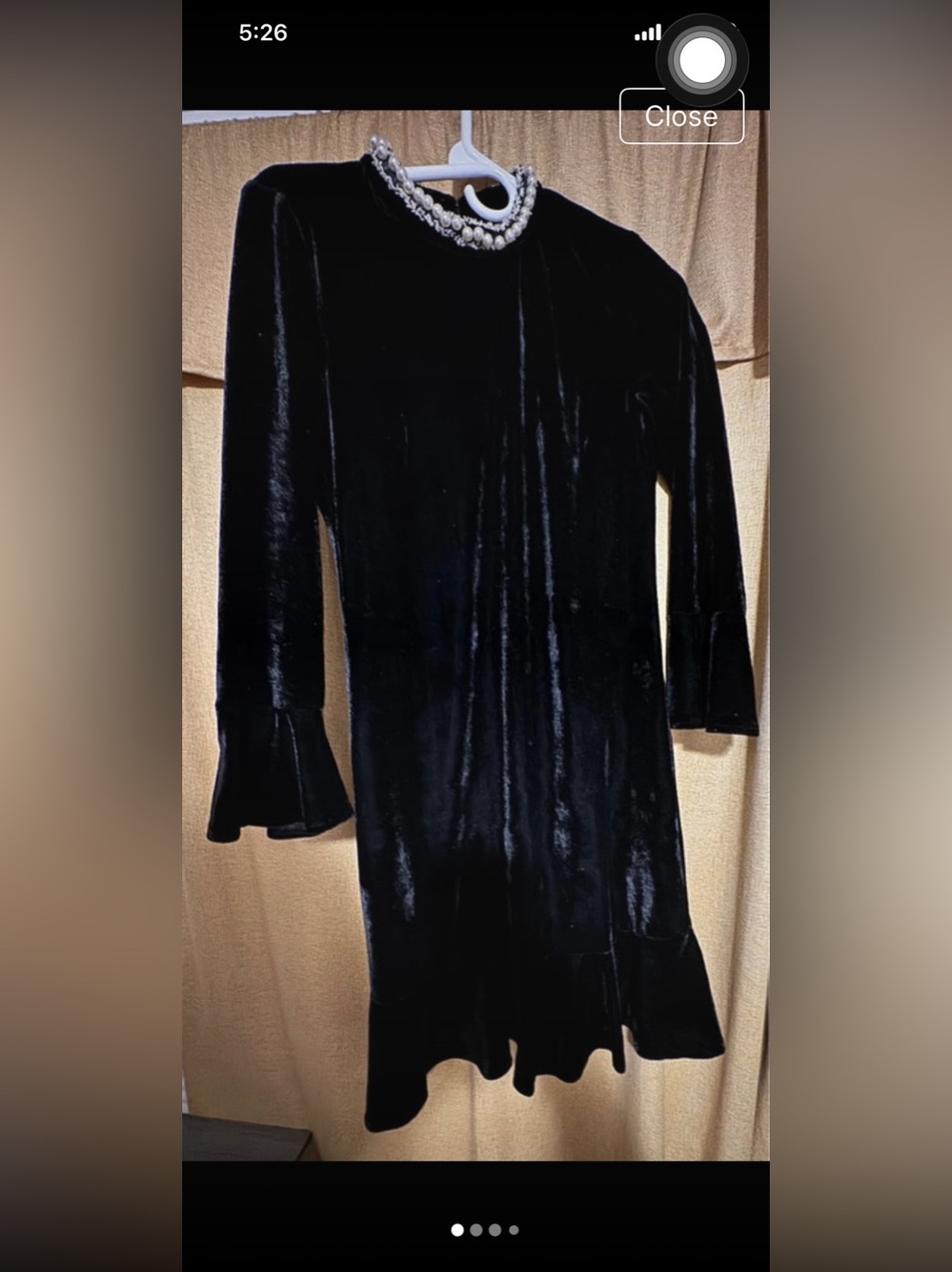 Betsey Johnson Black Velvet Bell Sleeve Dress for Girls